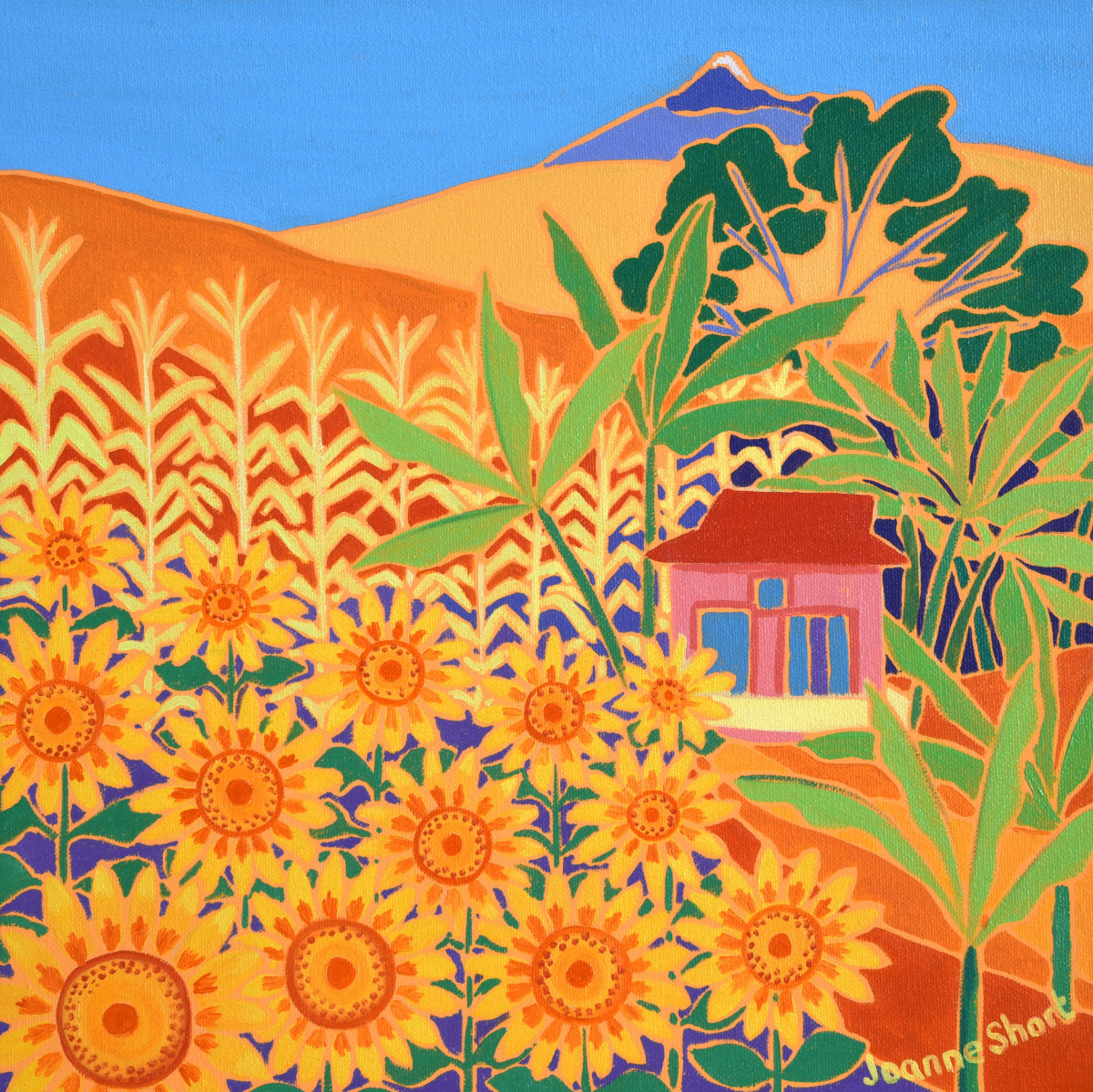 'Colourful Kenya', 12x12 inches oil on canvas. Painting by British Artist Joanne Short.