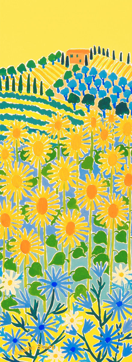 Signed Limited Edition Print by British Artist Joanne Short. 'Hot Yellow Sky and Sunflowers'. Italian Sunflower Art Gallery Print