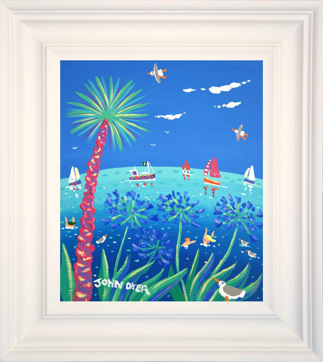 'Summer Blue', 10x12 inches acrylic on canvas. Coastal Seascape Painting of Cornwall. Cornish Artist John Dyer. Cornwall Art Gallery John Dyer