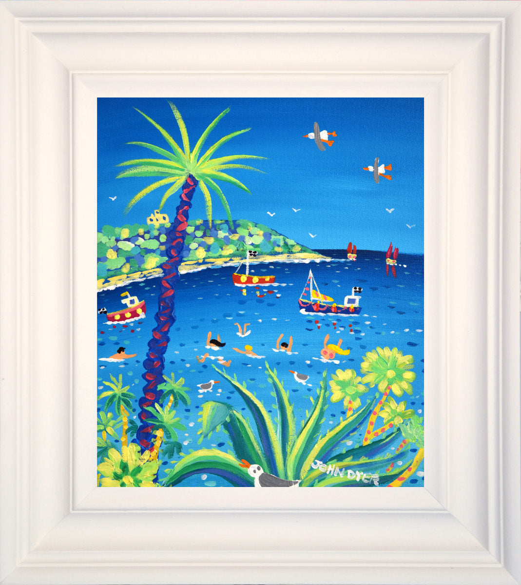 'Mediterranean Falmouth', 12x10 inches acrylic on canvas. Paintings of Cornwall. Cornish Artist John Dyer. Cornwall Art Gallery