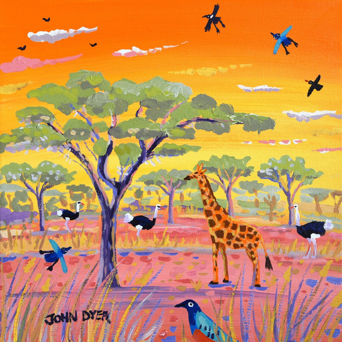 African Painting, 'Precious Africa', 12x12 inches acrylic on canvas. Paintings of Africa by British Artist John Dyer. John Dyer