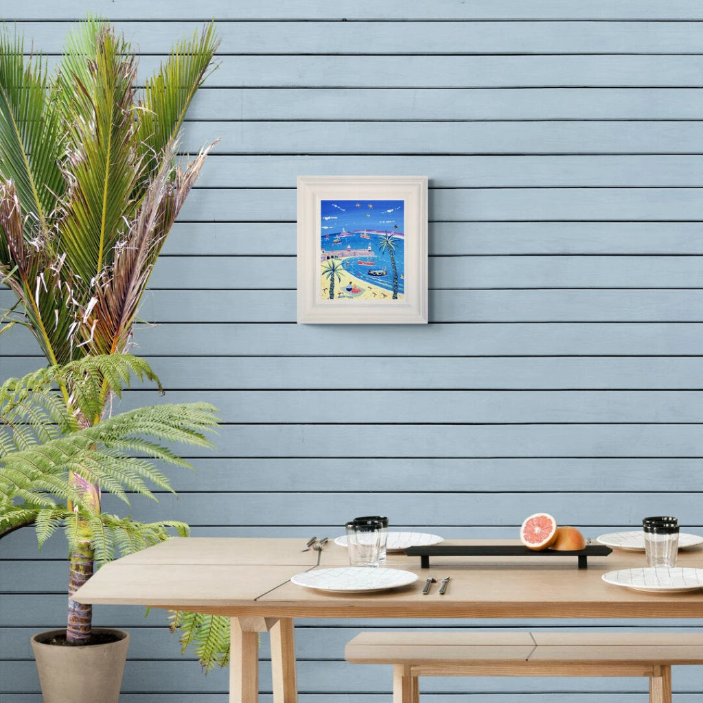 'Sandpiper Picnic, St Ives', 12x10 inches acrylic on canvas. Paintings of Cornwall. Cornish Artist John Dyer. Cornwall Art Gallery John Dyer