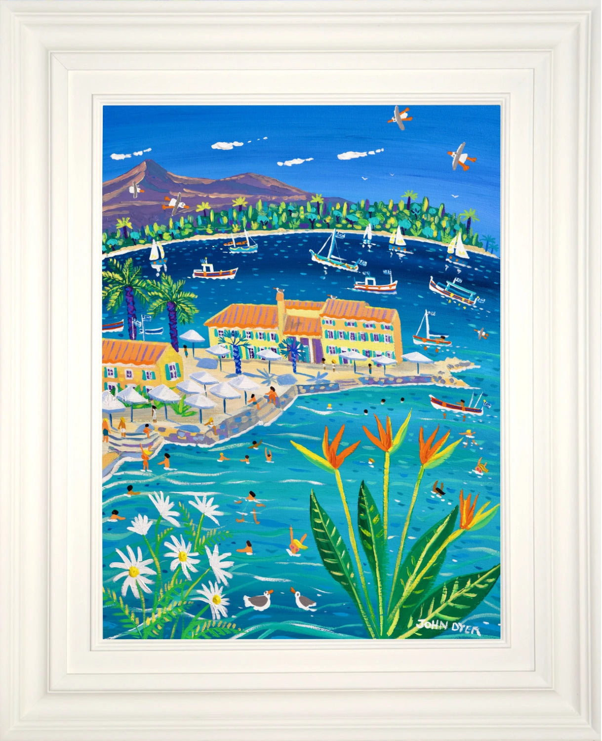 'Sun-Drenched Days, Faliraki, Corfu Town, Greece', 24x18 inches acrylic on canvas. Greek Painting by British Artist John Dyer