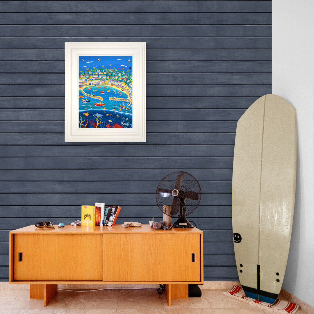 'Exploring the Harbour, Mousehole', 24x18 inches acrylic on canvas. Cornwall Painting by Cornish Artist John Dyer. Cornwall Art Gallery John Dyer