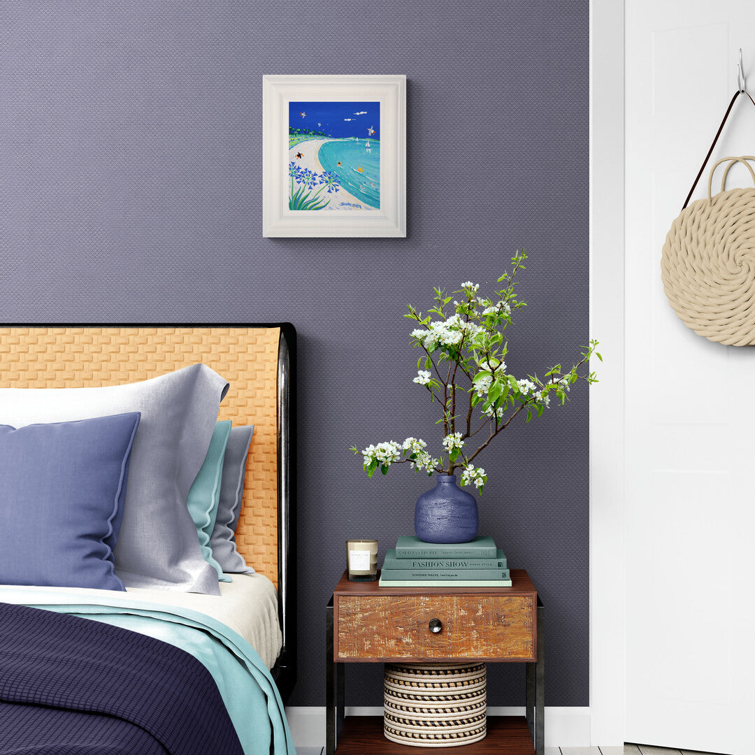 'Perfect Blue Day, Pentle Bay, Tresco', 12x10 inches acrylic on canvas. Paintings of Cornwall. Cornish Artist John Dyer. Gallery Tresco. Cornwall Art Gallery