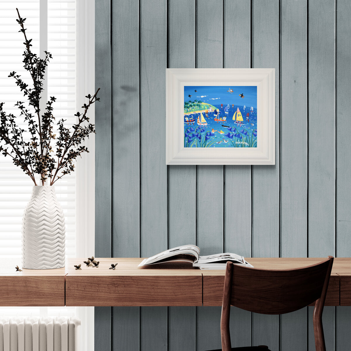 'Bluebell Days, St Anthony Lighthouse', 10x12 inches acrylic on canvas. Coastal Painting of Cornwall. Cornish Artist John Dyer. Cornwall Art Gallery