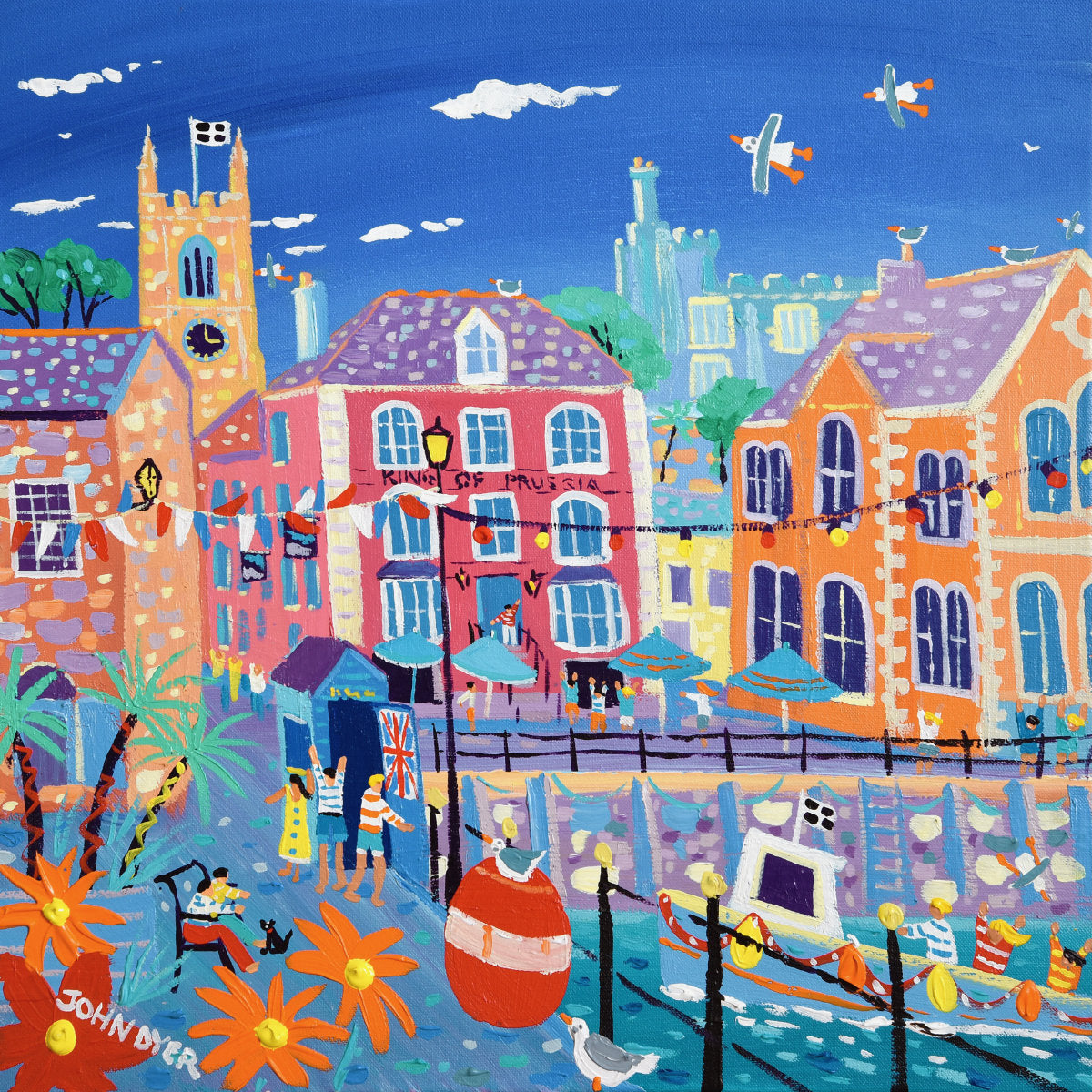 'The King of Prussia, Fowey’, 18x18 inches acrylic on canvas. Cornish Coastal Art. Painting by Artist John Dyer