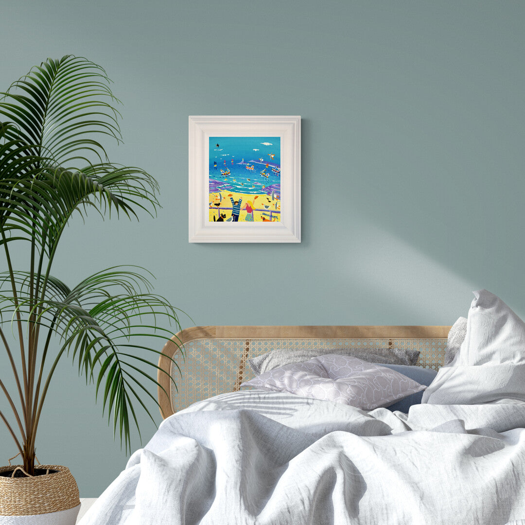 'Pasties for Lunch, Porthgwidden Beach Café, St Ives', 12x10 inches acrylic on canvas. Paintings of Cornwall. Cornish Artist John Dyer. Cornwall Art Gallery