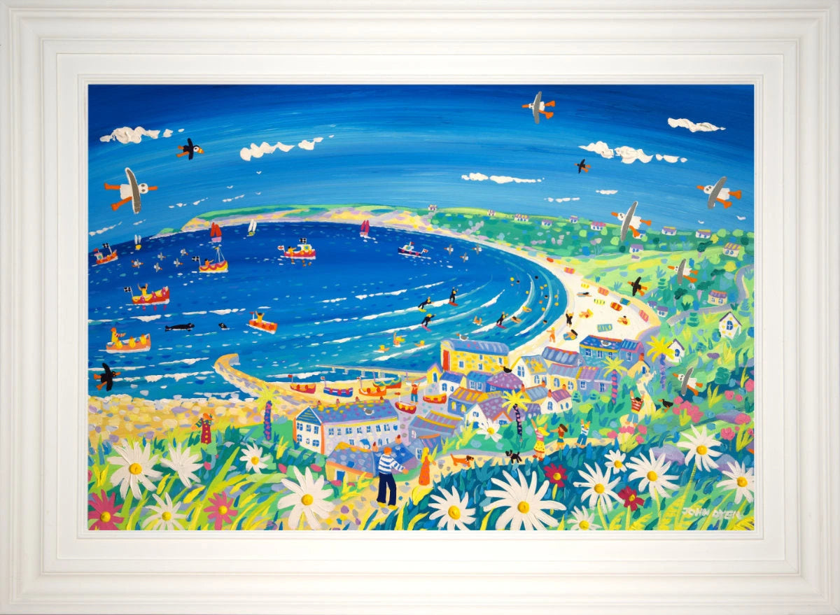 'Cornish Summer, Sennen Cove', 24x36 inches acrylic on board. Cornwall Art Gallery Painting by Cornish Artist John Dyer