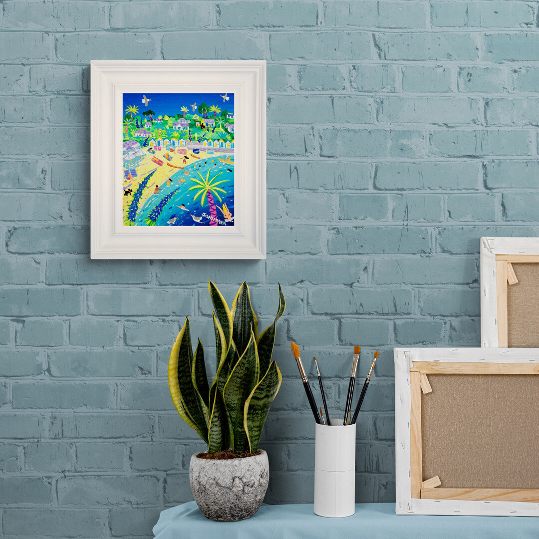 'Tropical Colours, Swanpool Beach', 12x10 inches acrylic on canvas. Paintings of Cornwall. Cornish Artist John Dyer. Cornwall Art Gallery
