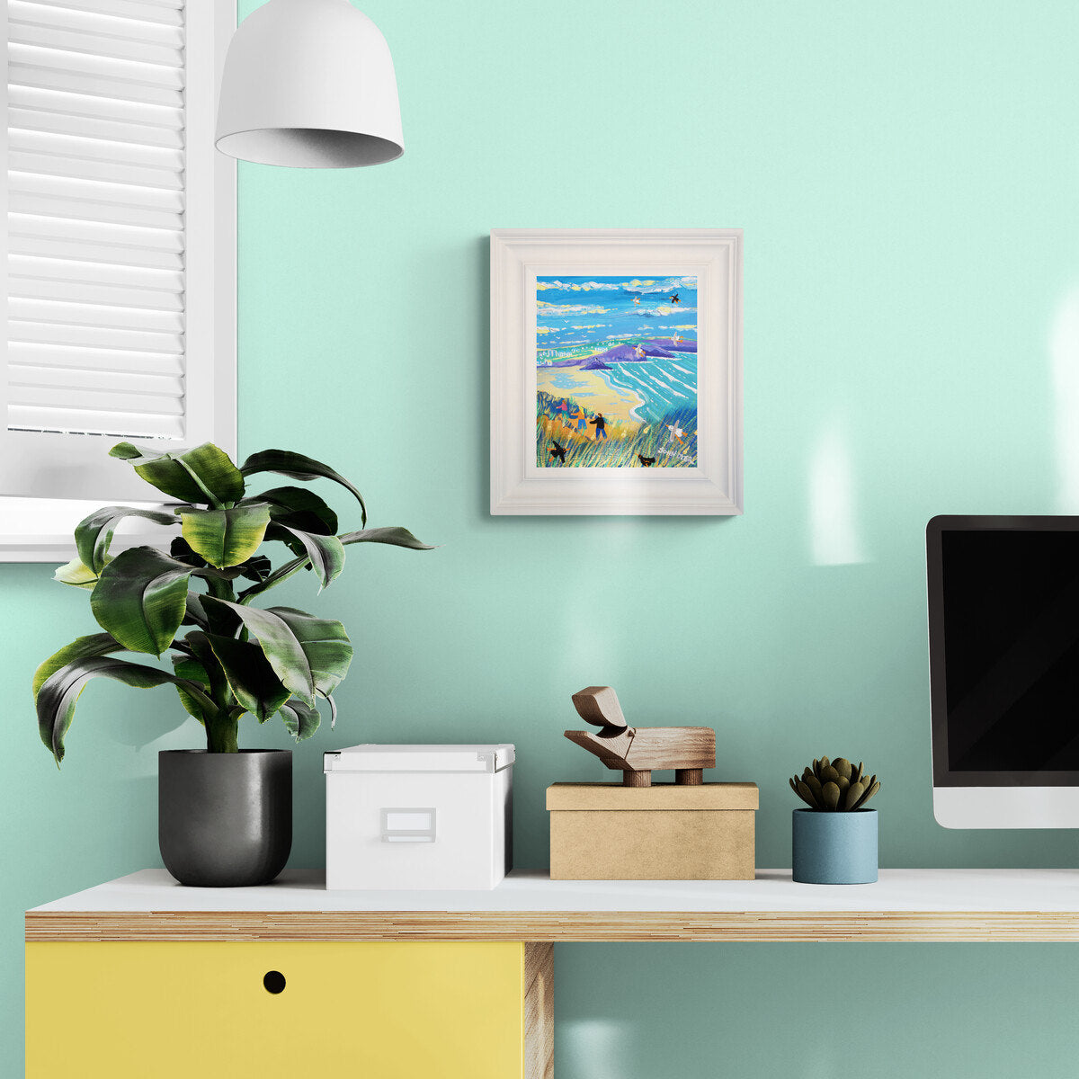 'Walking to Perranporth', 12x10 inches acrylic on canvas. Coastal Painting of Cornwall. Cornish Artist John Dyer. Cornwall Art Gallery