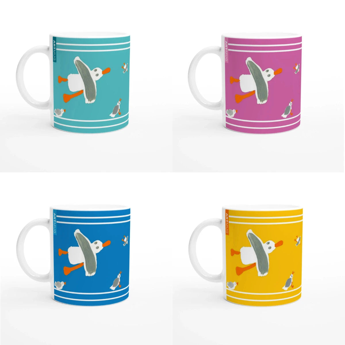 Cornish Seagulls Ceramic Art Mug Bundle Set by John Dyer John Dyer