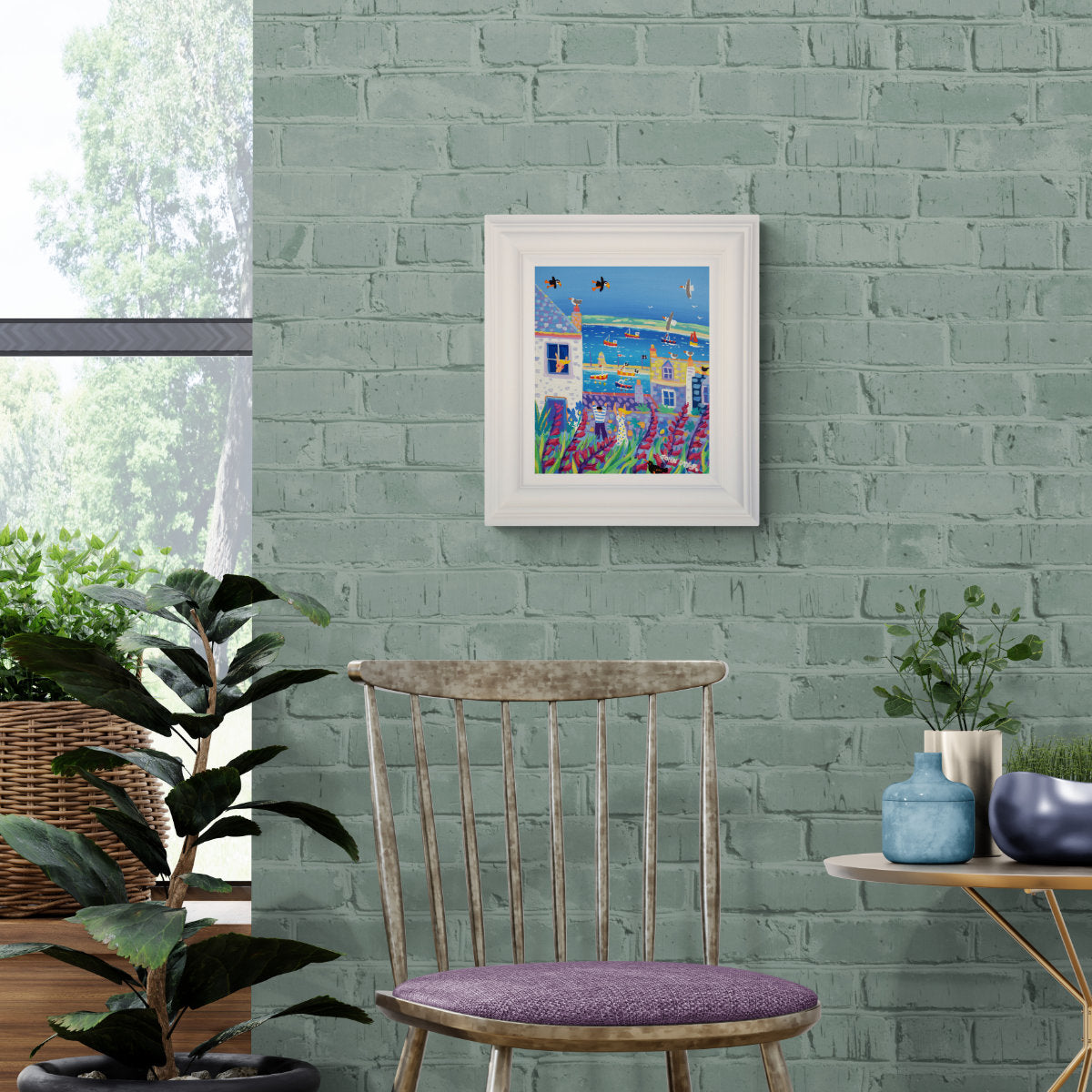 'Blue View, St Ives', 12x10 inches acrylic on canvas. Paintings of Cornwall. Cornish Artist John Dyer. Cornwall Art Gallery