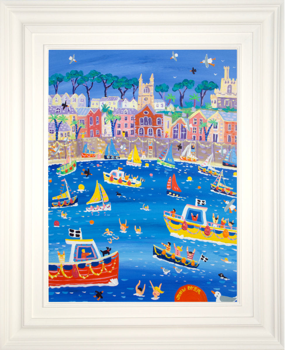 John Dyer Original Painting, 'Bobbing Boats, Fowey', 24 x 18 inches, acrylic on canvas