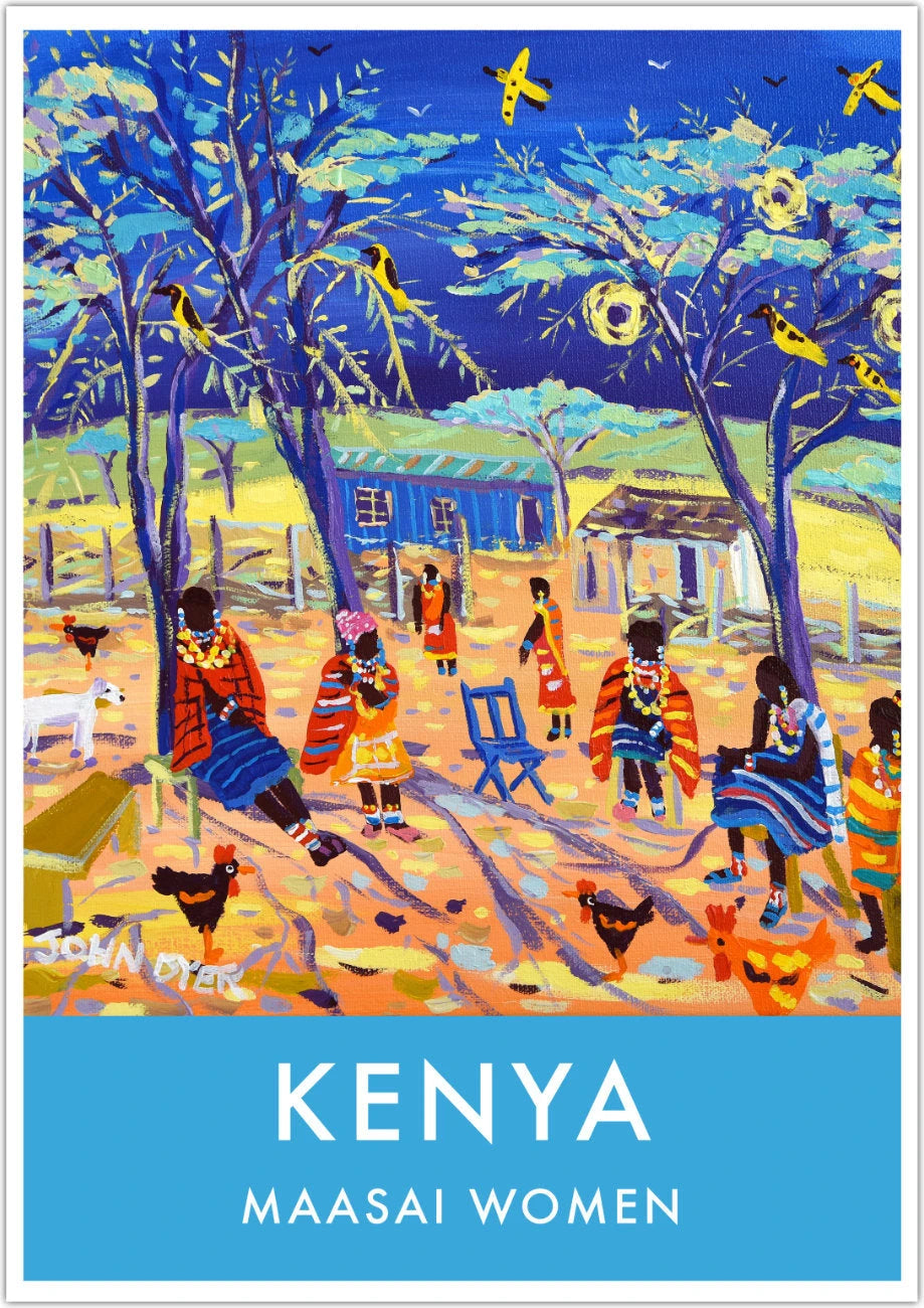 African Art Wall Art Poster Print by John Dyer. Amboseli Maasai Tribal Women, Kenya John Dyer