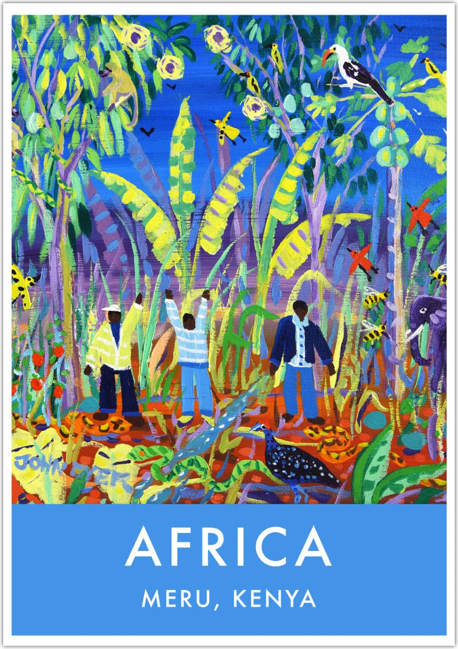 African Art Wall Art Poster Print by John Dyer. Meru Farmers and Wildlife, Kenya. Animal Art Prints John Dyer