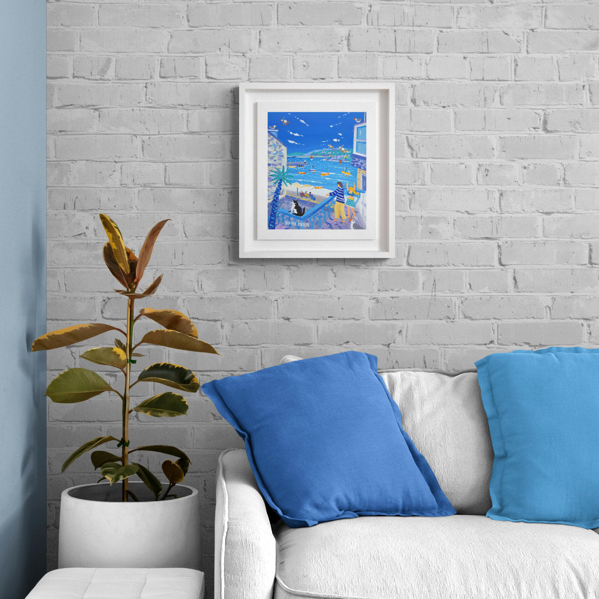 'Seaside Holiday, St Ives', 12x10 inches acrylic on canvas. Painting of Cornwall by Cornish Artist John Dyer