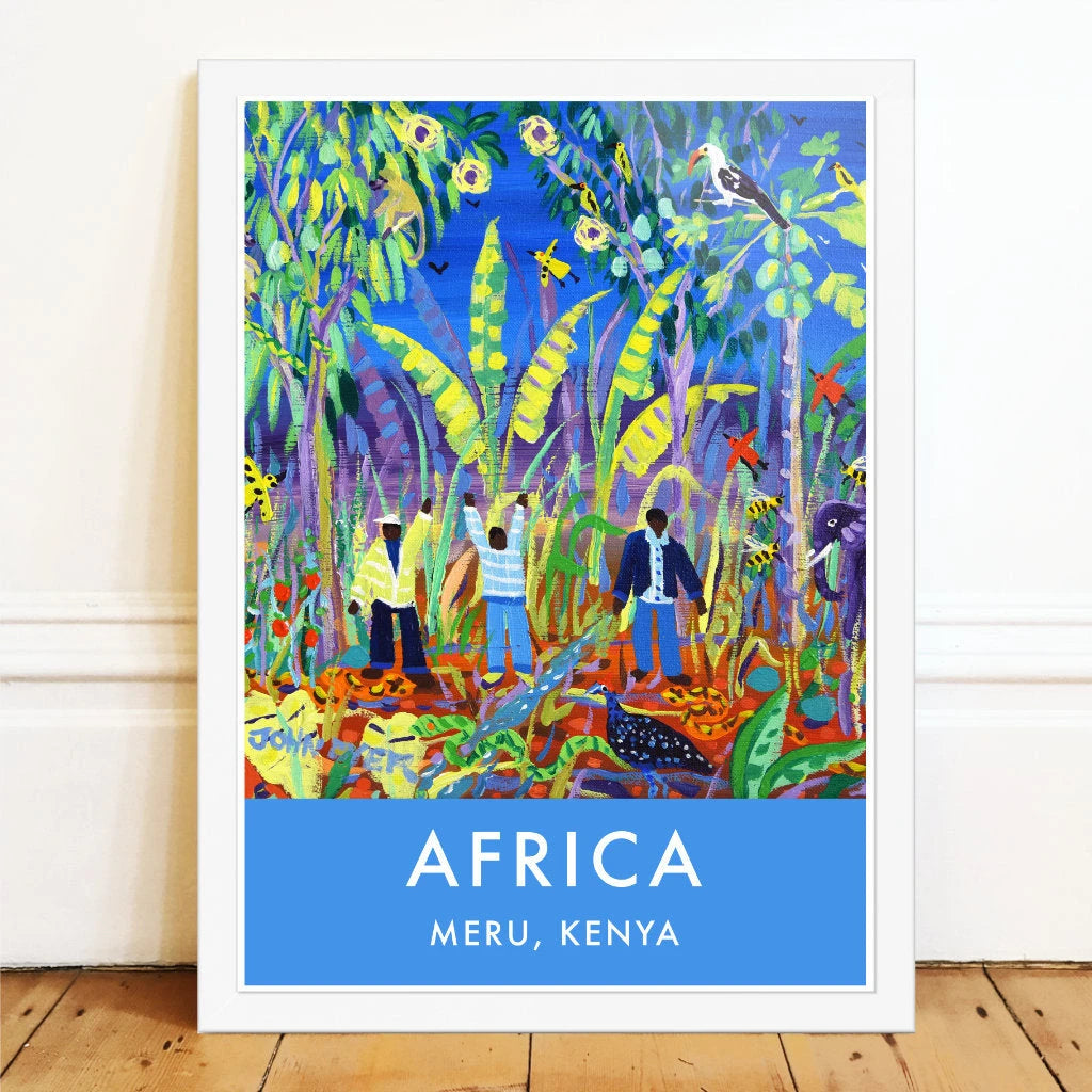 African Art Wall Art Poster Print by John Dyer. Meru Farmers and Wildlife, Kenya. Animal Art Prints John Dyer