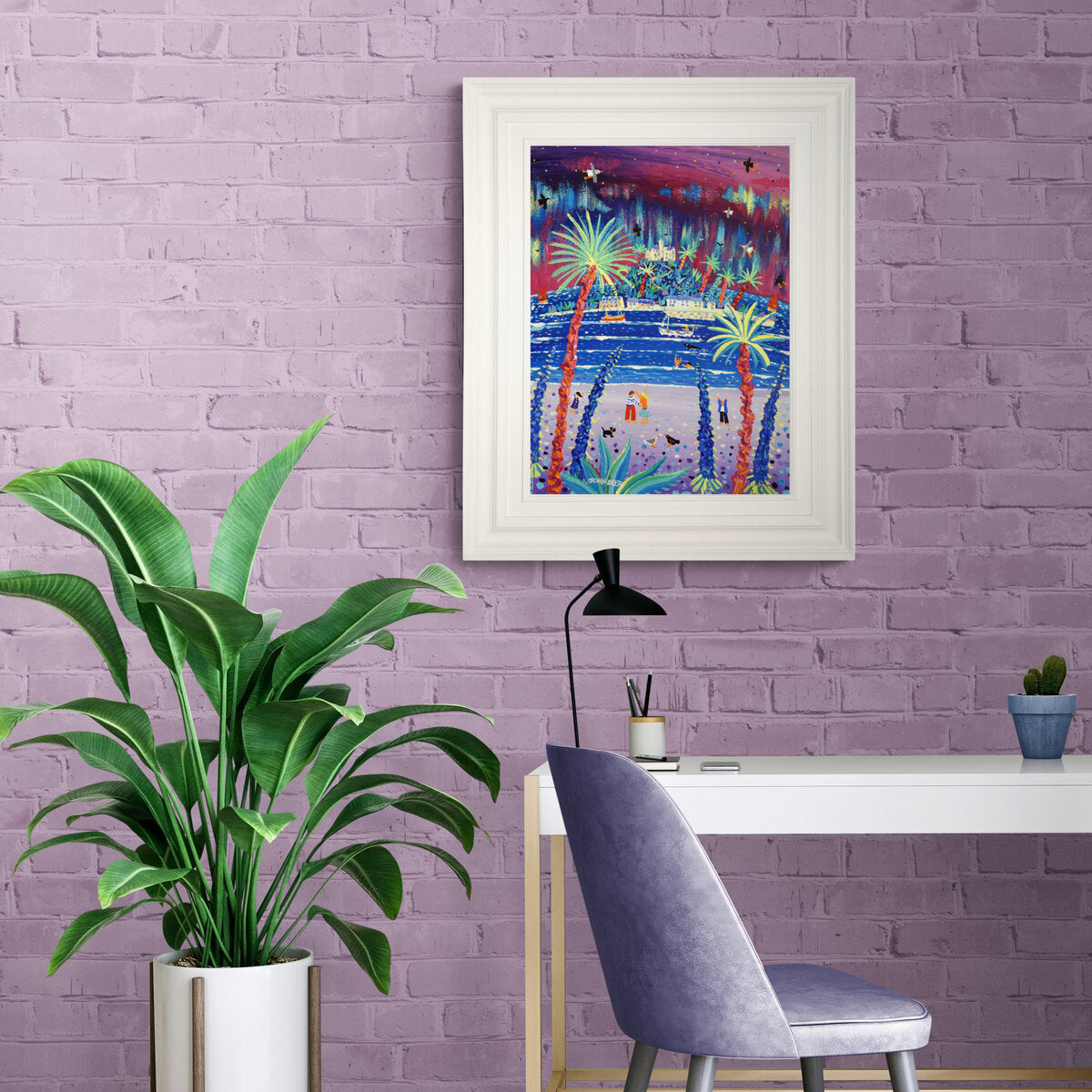 'Magical Cornish Aurora, St Michael’s Mount', 24x18 inches acrylic on canvas. Cornish Northern Lights Painting by British Artist John Dyer