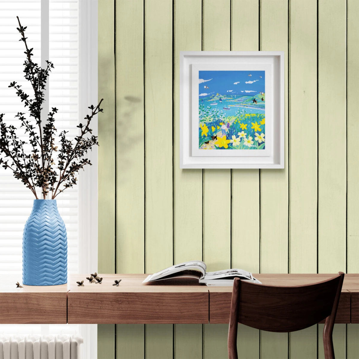 'Springtime Stroll, Mount's Bay', 12x10 inches acrylic on canvas. Painting of Cornwall by Cornish Artist John Dyer