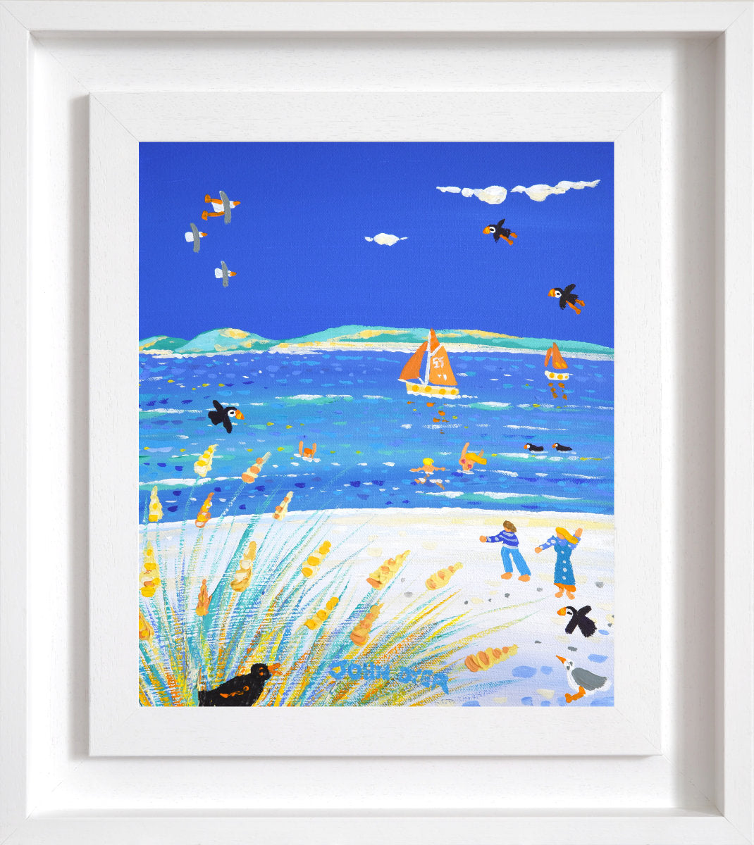 'Sailing Past Tresco, Isles of Scilly', 12x10 inches acrylic on canvas. Painting of Cornwall by Cornish Artist John Dyer