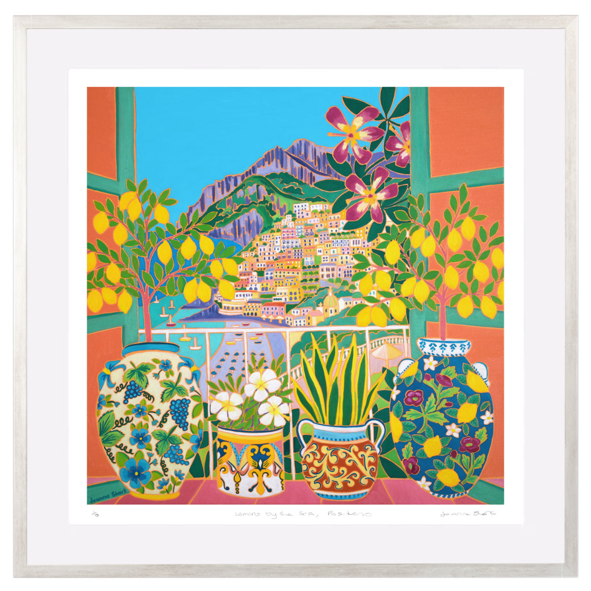 Joanne Short Special Limited Edition Print 'Lemons by the Sea, Positano, Italy'. Italian Art Print