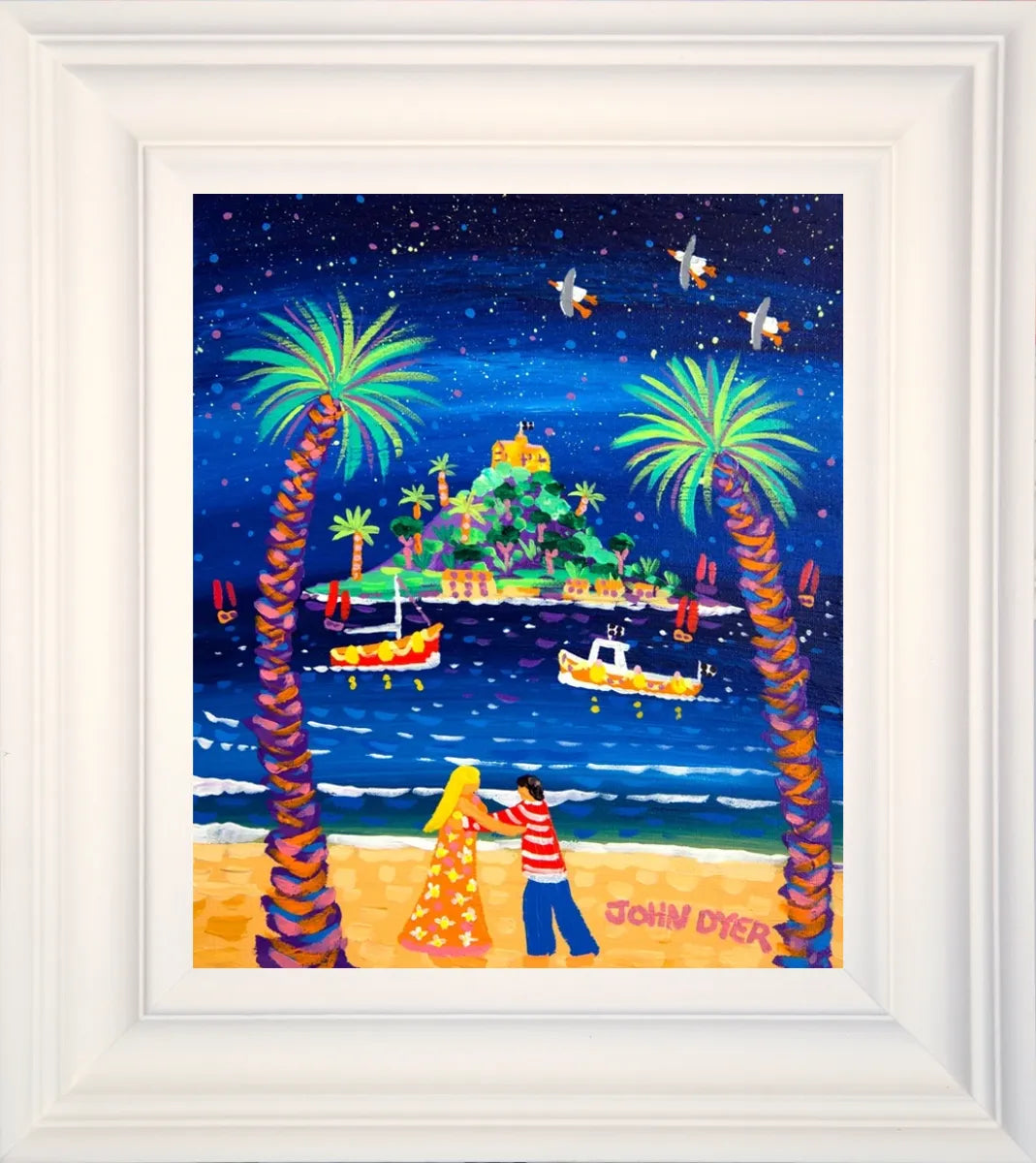 John Dyer Painting. ‘Star-Studded Night, St Michael's Mount, Cornwall’. 12 x 10 inches acrylic on canvas