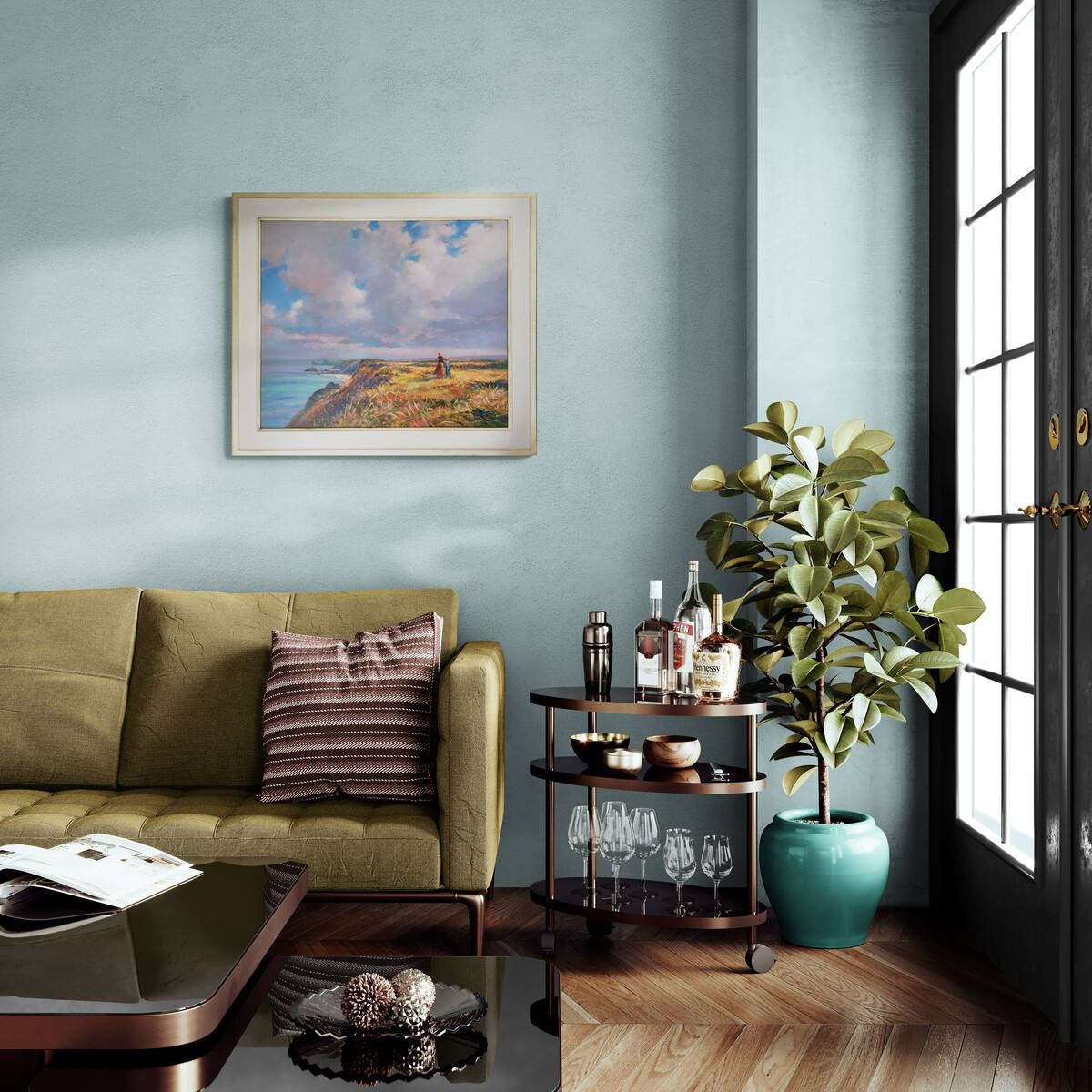 'Late Summer, North Cliffs, Cornwall', 20x24 inches original art oil on canvas. Paintings of Cornwall by Artist Ted Dyer. Cornwall Art Gallery