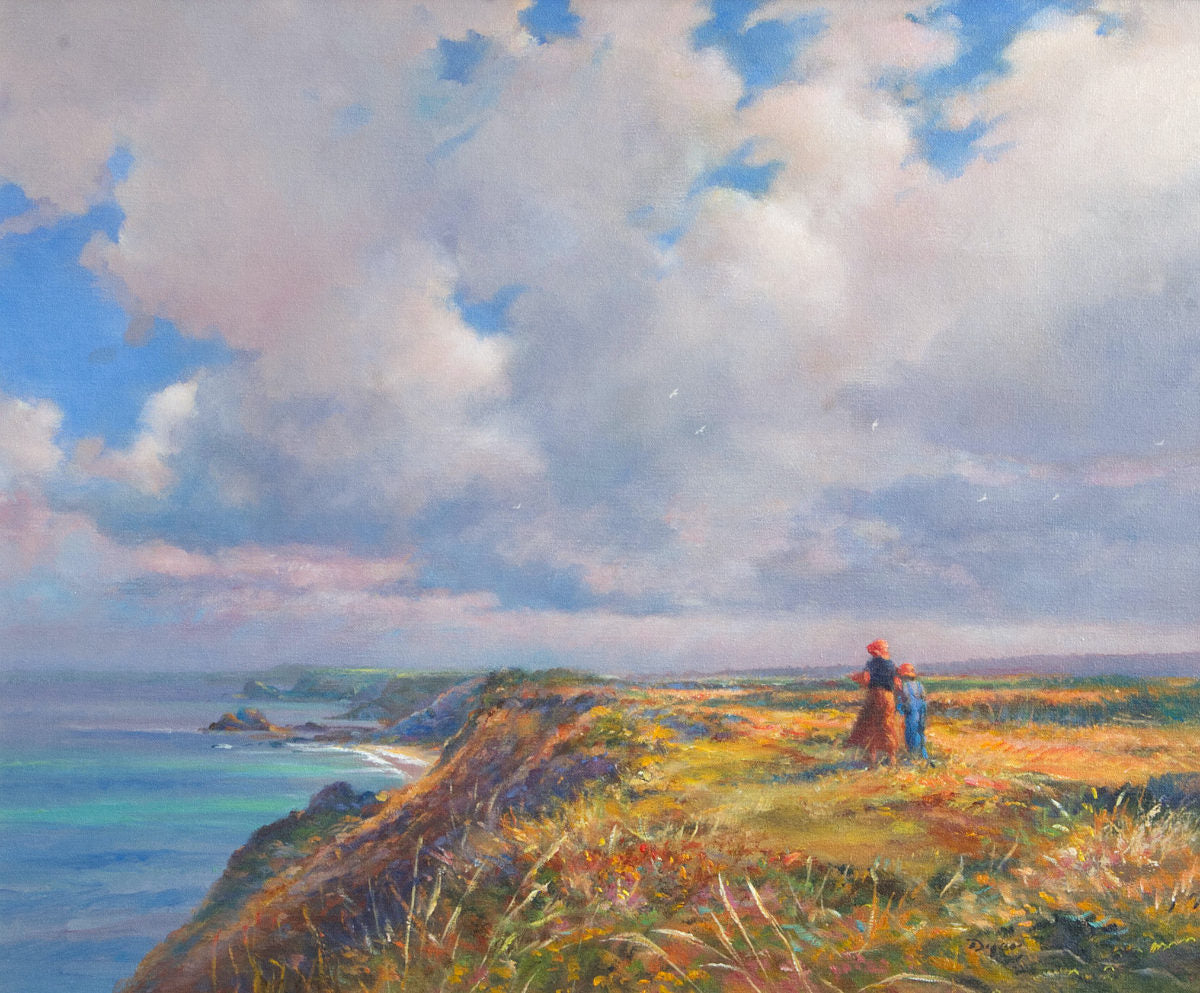 'Late Summer, North Cliffs, Cornwall', 20x24 inches original art oil on canvas. Paintings of Cornwall by Artist Ted Dyer. Cornwall Art Gallery Ted Dyer