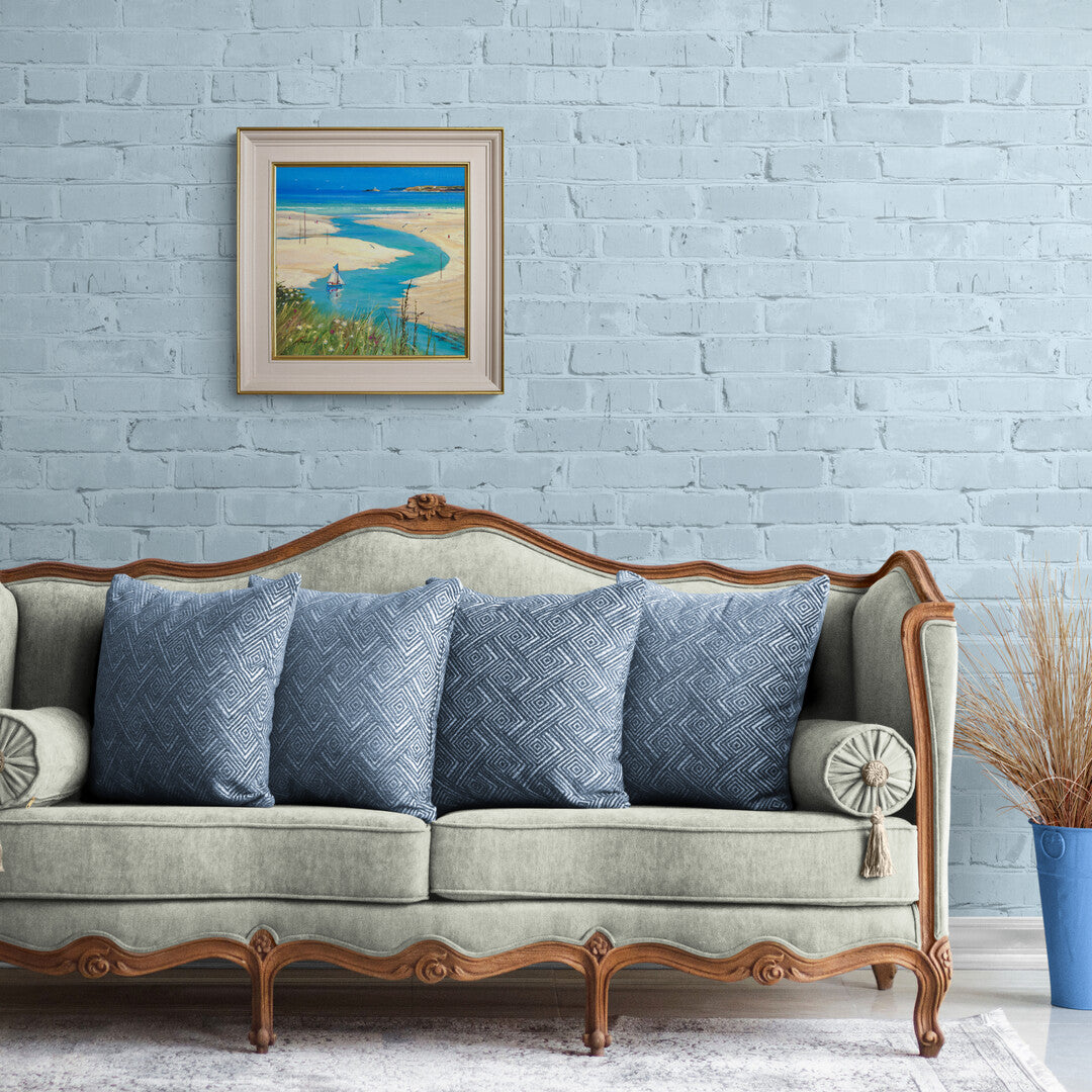 'High Summer, Hayle Sands', 14x14 inches oil on canvas. Painting by Cornish Artist Ted Dyer. Cornish Art from our Cornwall Art Gallery