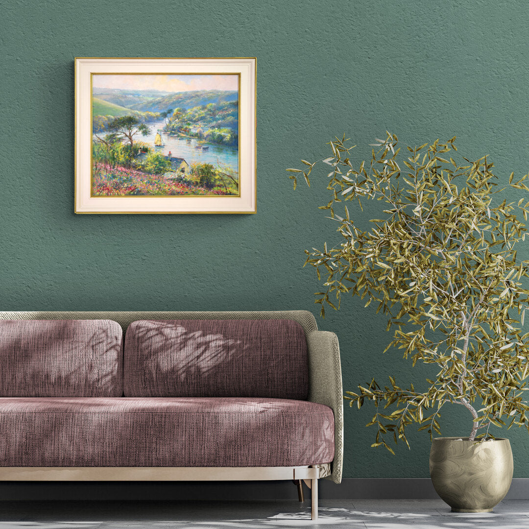 'Calm Summer Evening, Coombe', 20x24 inches Original Art, Oil on Canvas. Landscape Painting of Cornwall by Artist Ted Dyer.