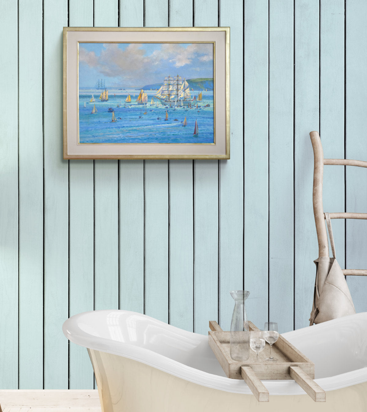 'Sailing out from Falmouth (Funchal Tall Ships Regatta)', 18x24 inches Original Art Oil on Canvas. Seascape Painting of Cornwall by Artist Ted Dyer.