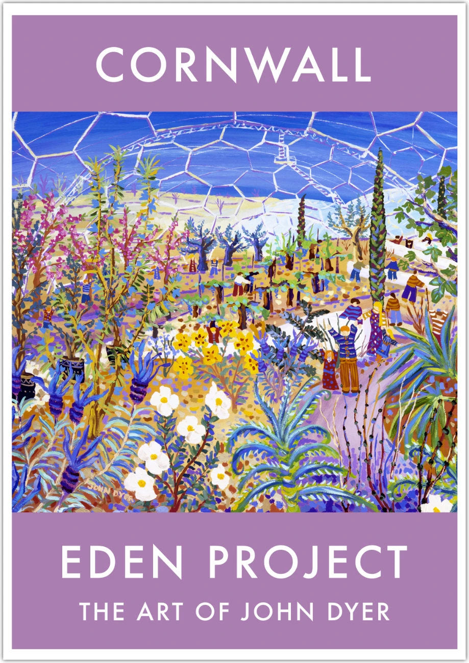 Eden Project Art Poster Print by Cornish Artist John Dyer of The Eden Project Mediterranean Garden Biome John Dyer