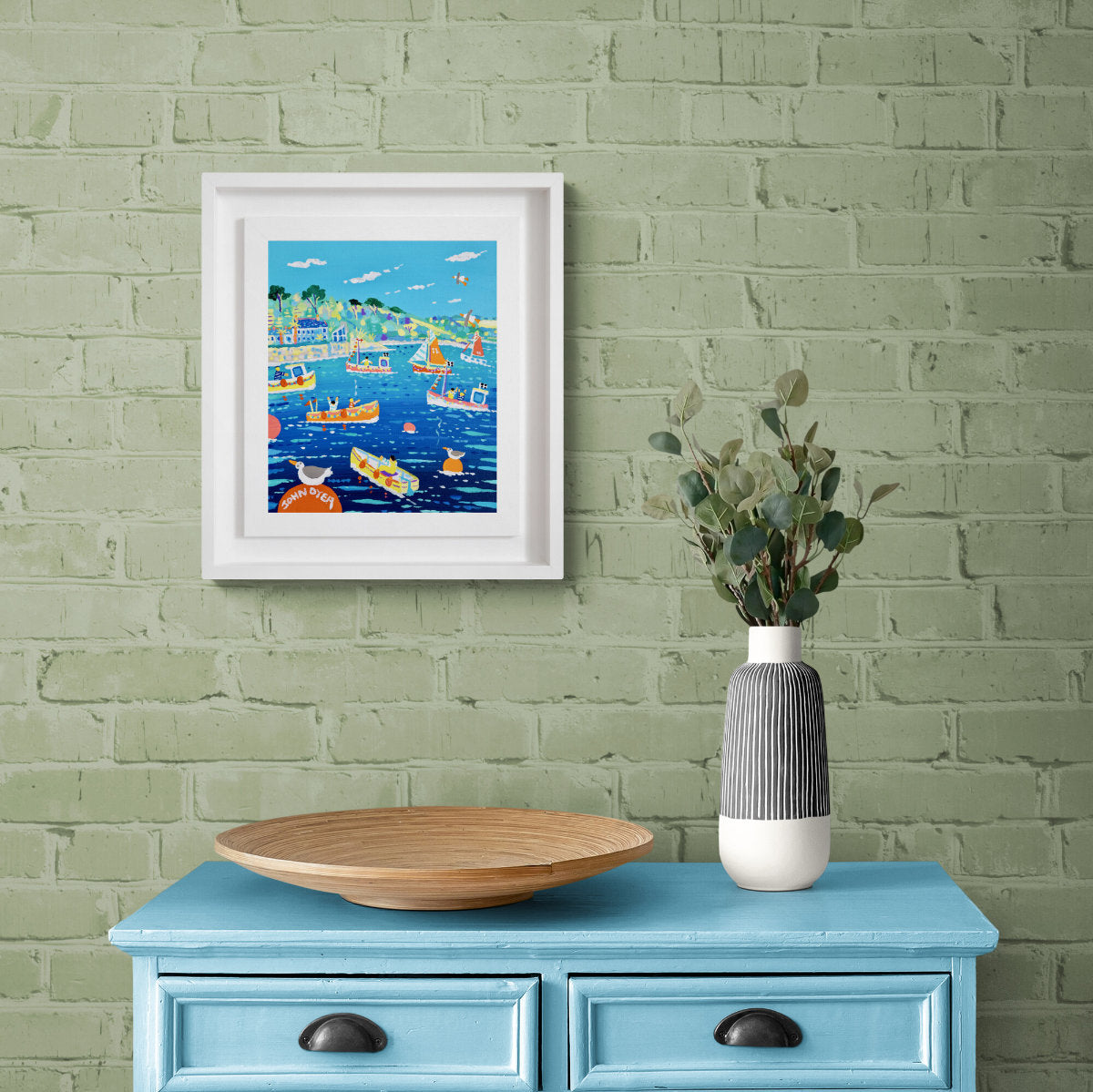 'Bobbing Boats in the Breeze, Flushing, Falmouth', 12x10 inches acrylic on canvas. Painting of Cornwall by Cornish Artist John Dyer (Copy)