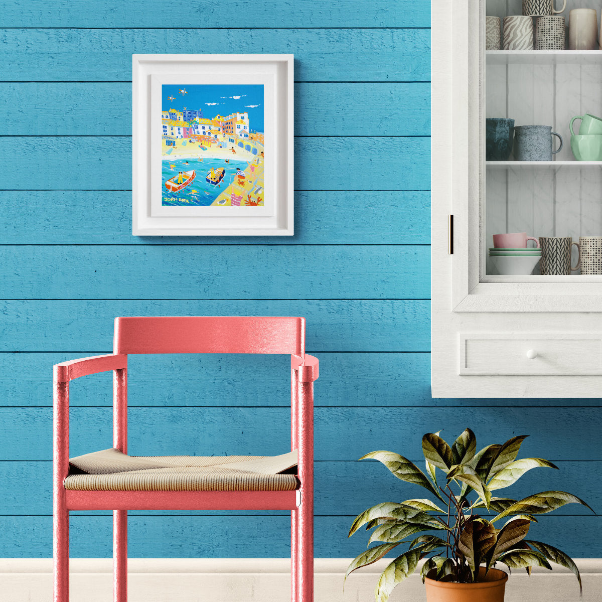 'Happy Crabbing in St Ives', 12x10 inches acrylic on canvas. Painting of Cornwall by Cornish Artist John Dyer