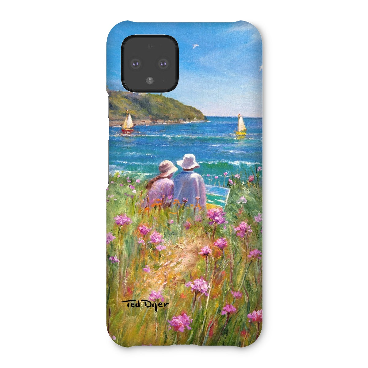 Snap Art Phone Case. Sea Pinks and Painters, Falmouth. Artist Ted Dyer. Cornwall Art Gallery