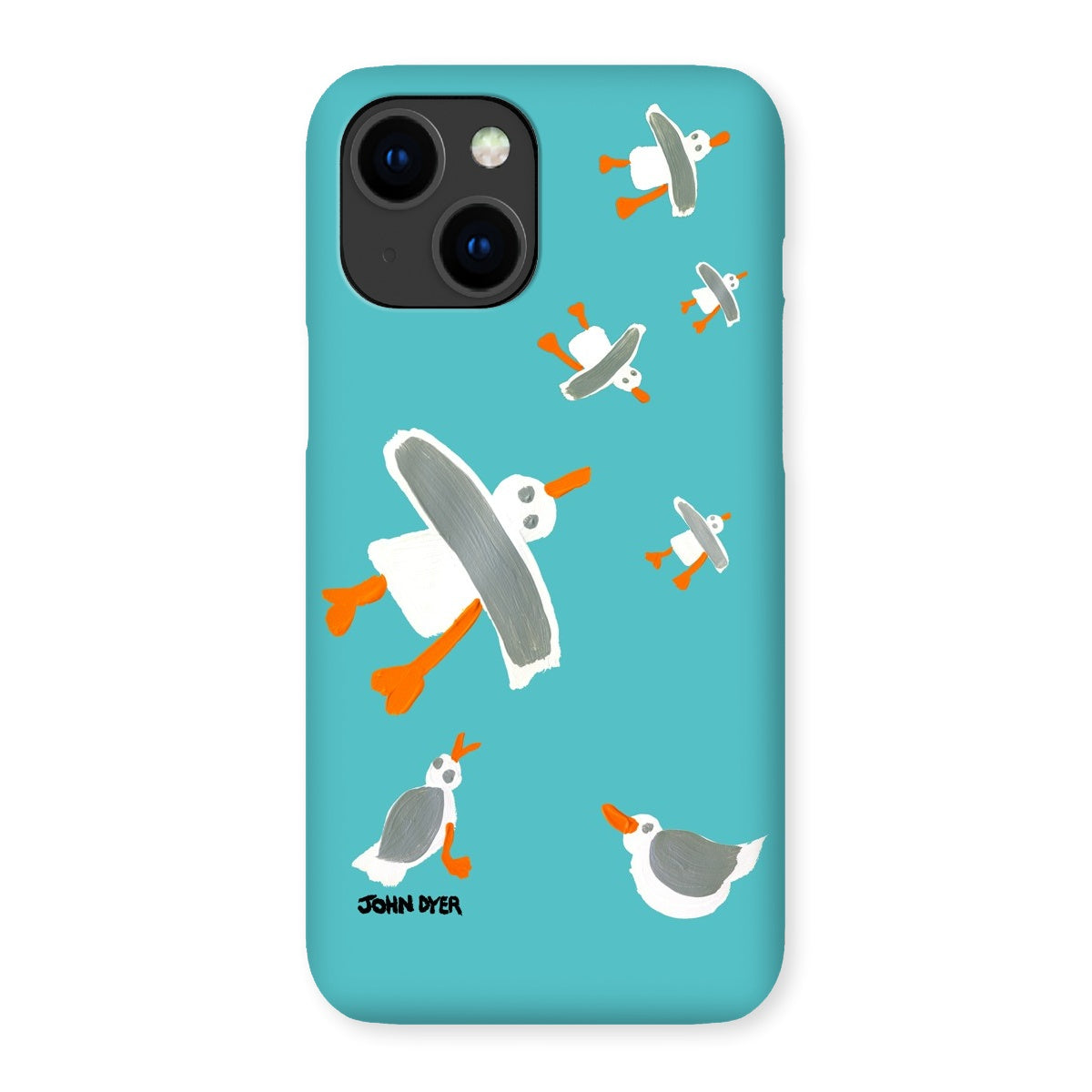 Snap Art Phone Case. Cornish Seagulls - Teal Colour. Artist John Dyer. Cornwall Art Gallery