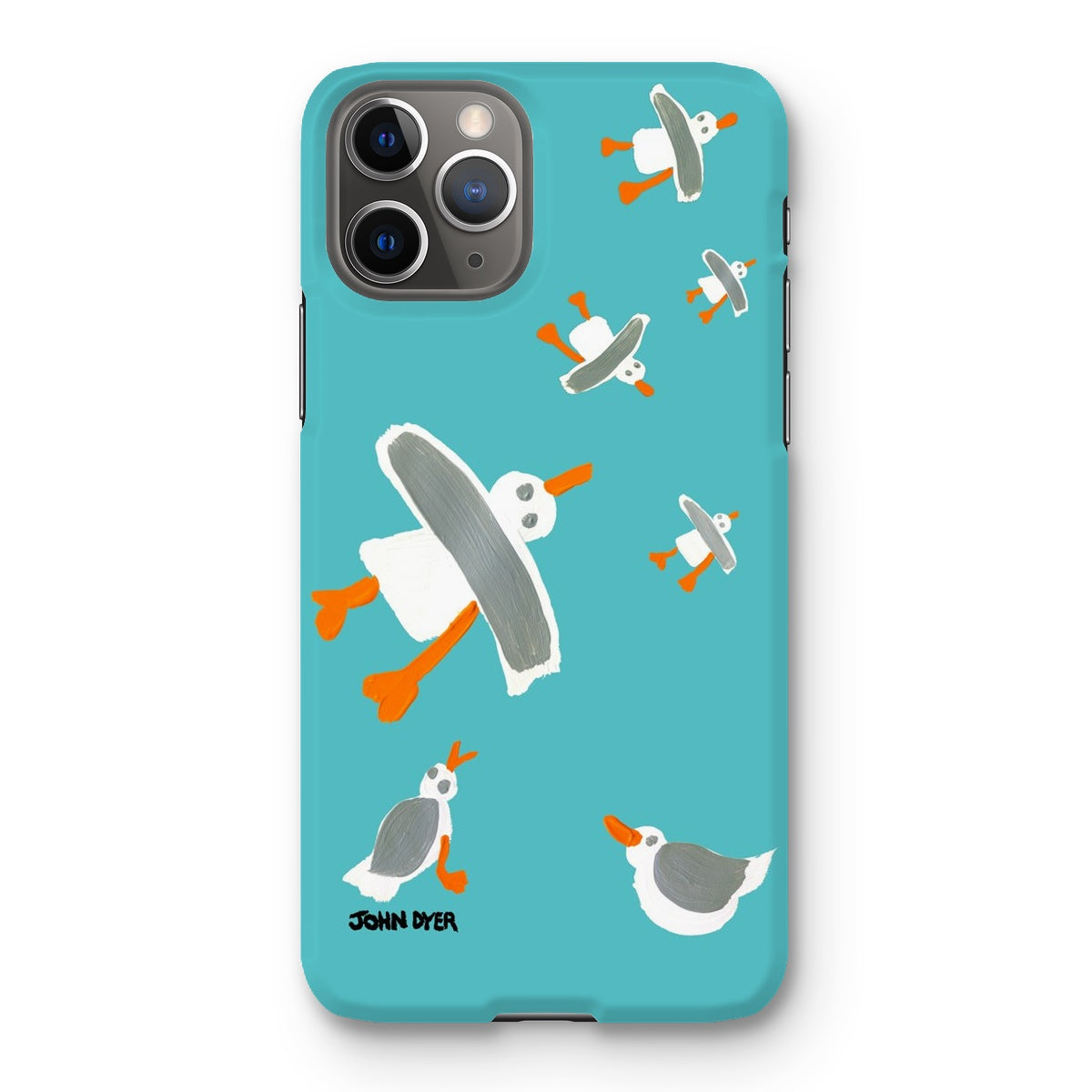 Snap Art Phone Case. Cornish Seagulls - Teal Colour. Artist John Dyer. Cornwall Art Gallery
