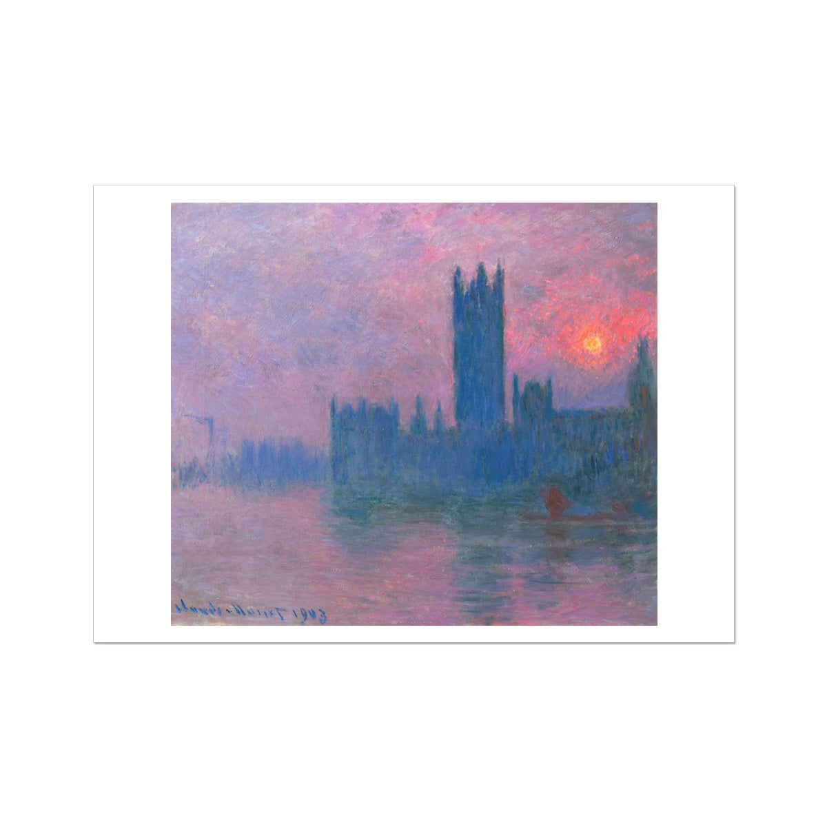 'Le Parlement, Soleil Couchant' (Parliament, Setting Sun- London) by Claude Monet. Open Edition Fine Art Print. Historic Art
