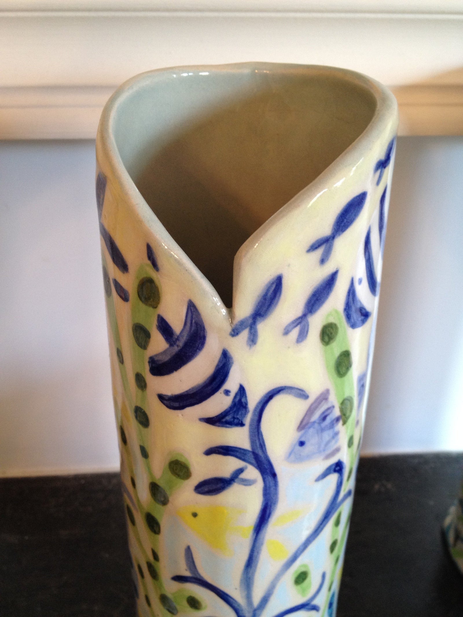 Joanne Short Ceramic Vase from Cornwall. Cornish Fish and Seaweed Joanne Short