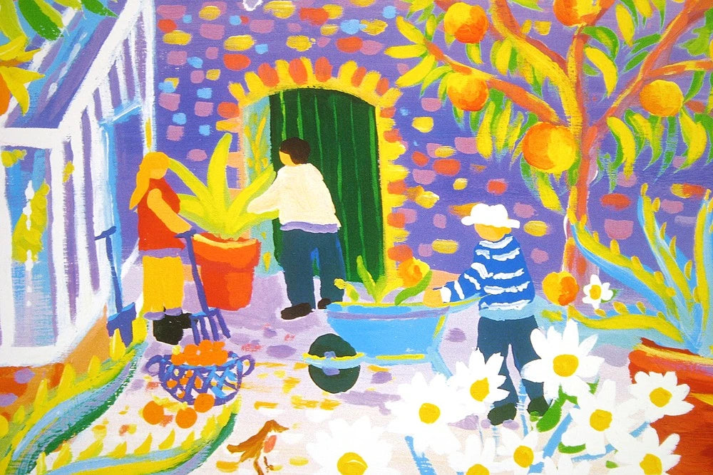 Limited Edition Print by Cornish Artist John Dyer. 'Summertime Garden, Heligan'. Cornish Art Gallery Print. John Dyer