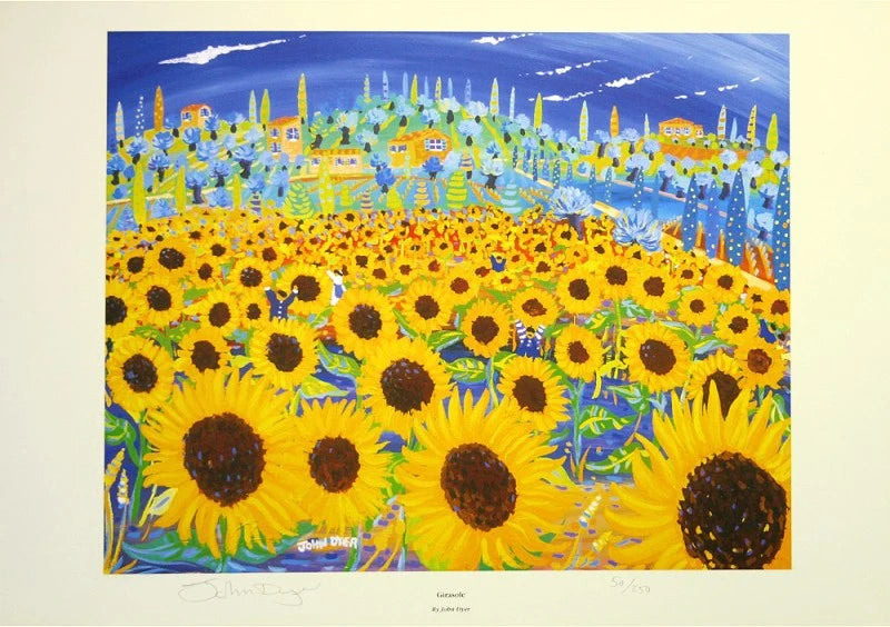 Limited Edition Print of the Italian Landscape by John Dyer. Girasole (sunflowers), Italy. John Dyer
