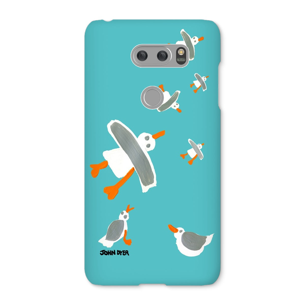 Snap Art Phone Case. Cornish Seagulls - Teal Colour. Artist John Dyer. Cornwall Art Gallery