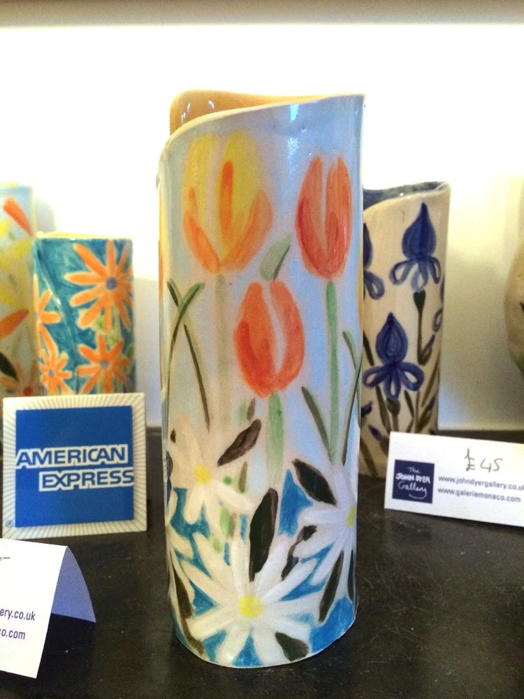 Joanne Short Ceramic Vase Tulips and Daisies Joanne Short