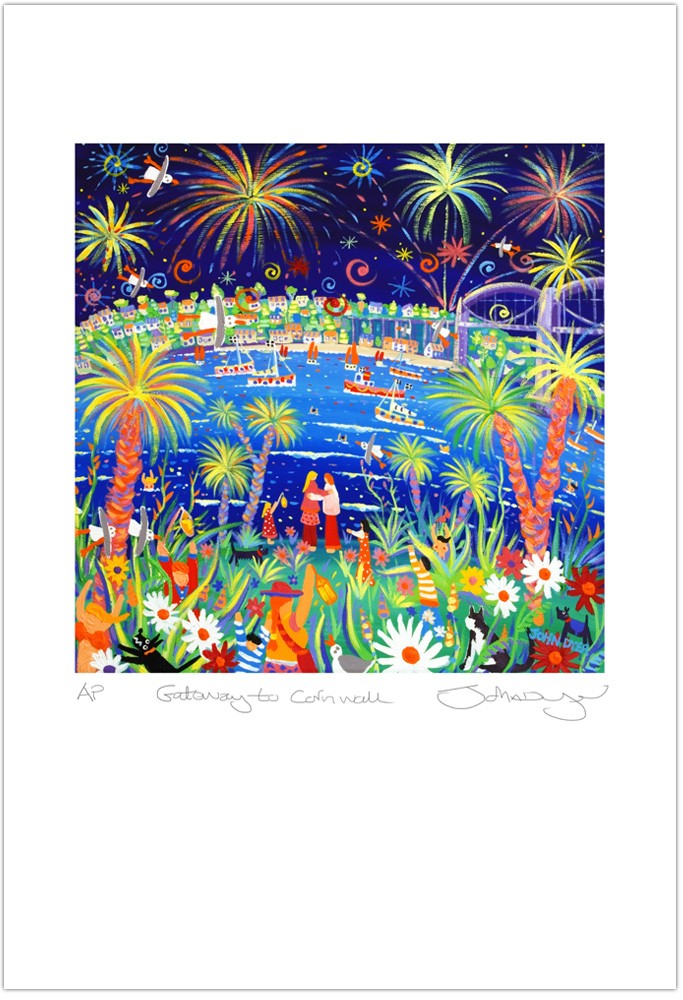 Signed Artist Print by John Dyer. Gateway to Cornwall. Brunel 200 Celebration.