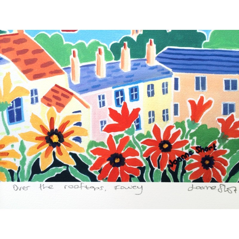 Over the Rooftops, Fowey. Limited Edition Print by Joanne Short