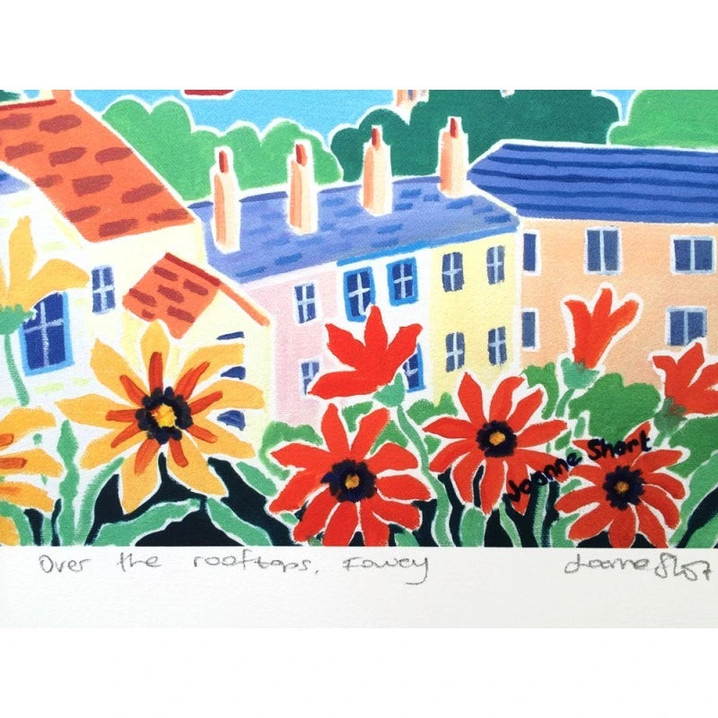 'Over the Rooftops, Fowey'. Limited Edition Print by Cornish Artist Joanne Short