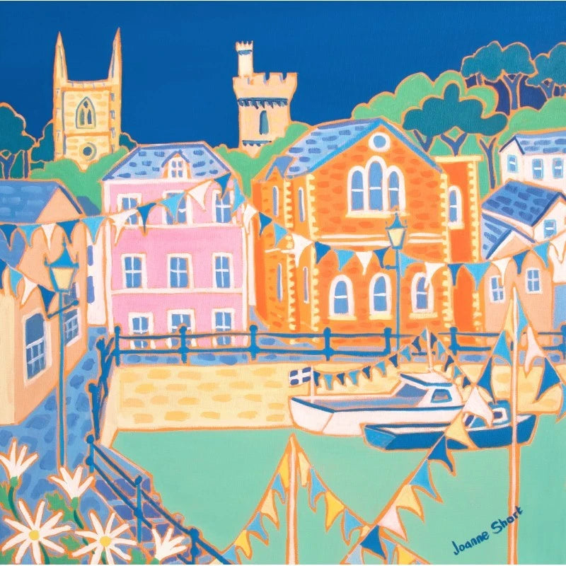 'Daisies and Bunting, Fowey'. Limited Edition Cornwall Art Print by Cornish Artist Joanne Short