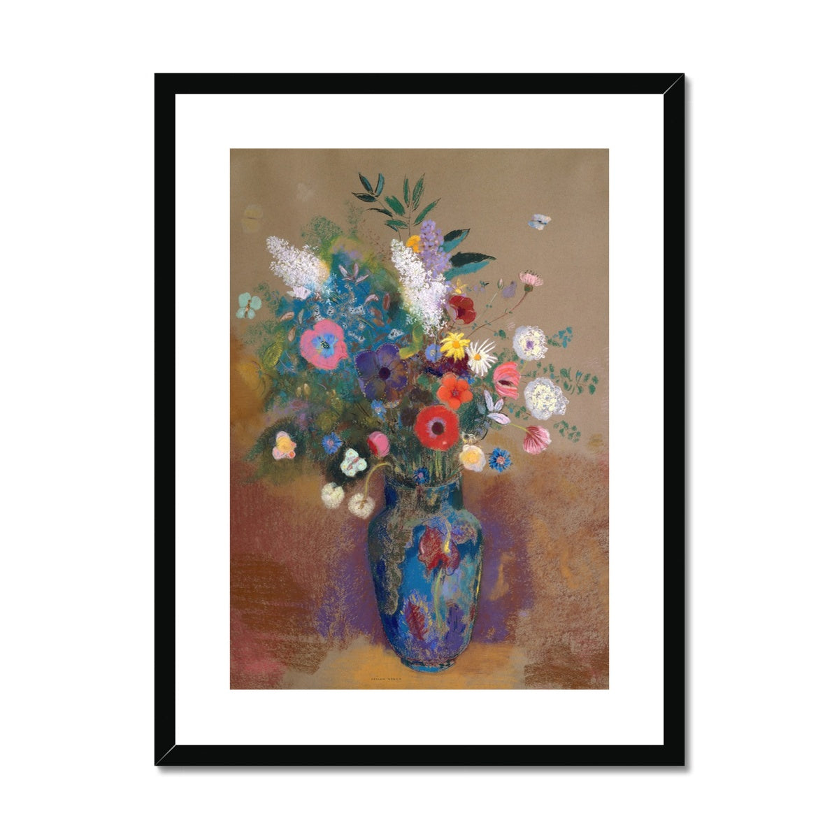 'Bouquet of Flowers' Still Life by Odilon Redon. Framed Open Edition Fine Art Print. Historic Art