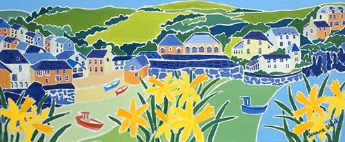 Red Fishing Boat, Port Isaac. Original Painting by Joanne Short